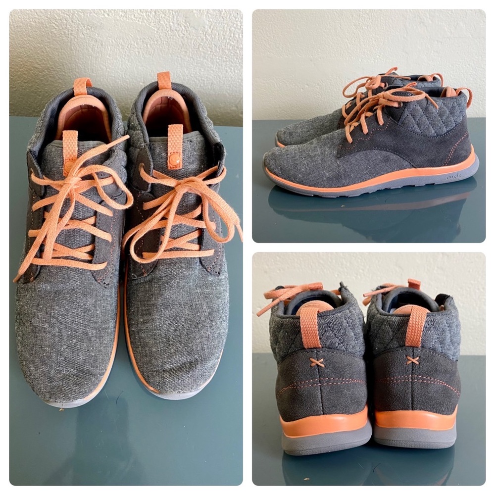 W's Cushe Gray Orange Jiva Chukka Ankle Boots Sneakers Hiking Canvas Yoga sz 7